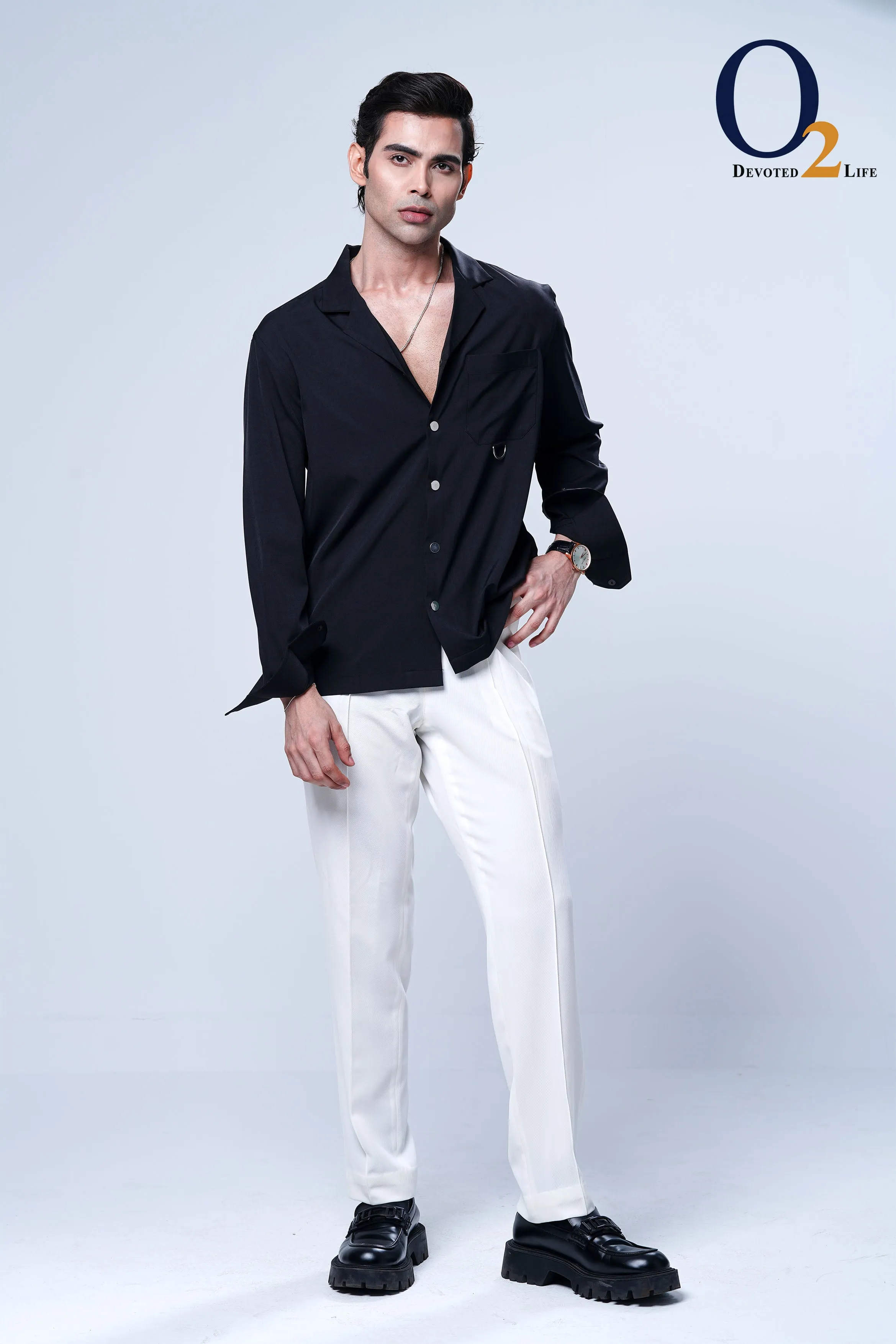 Men Original Cuban Collar Solid Casual Shirt