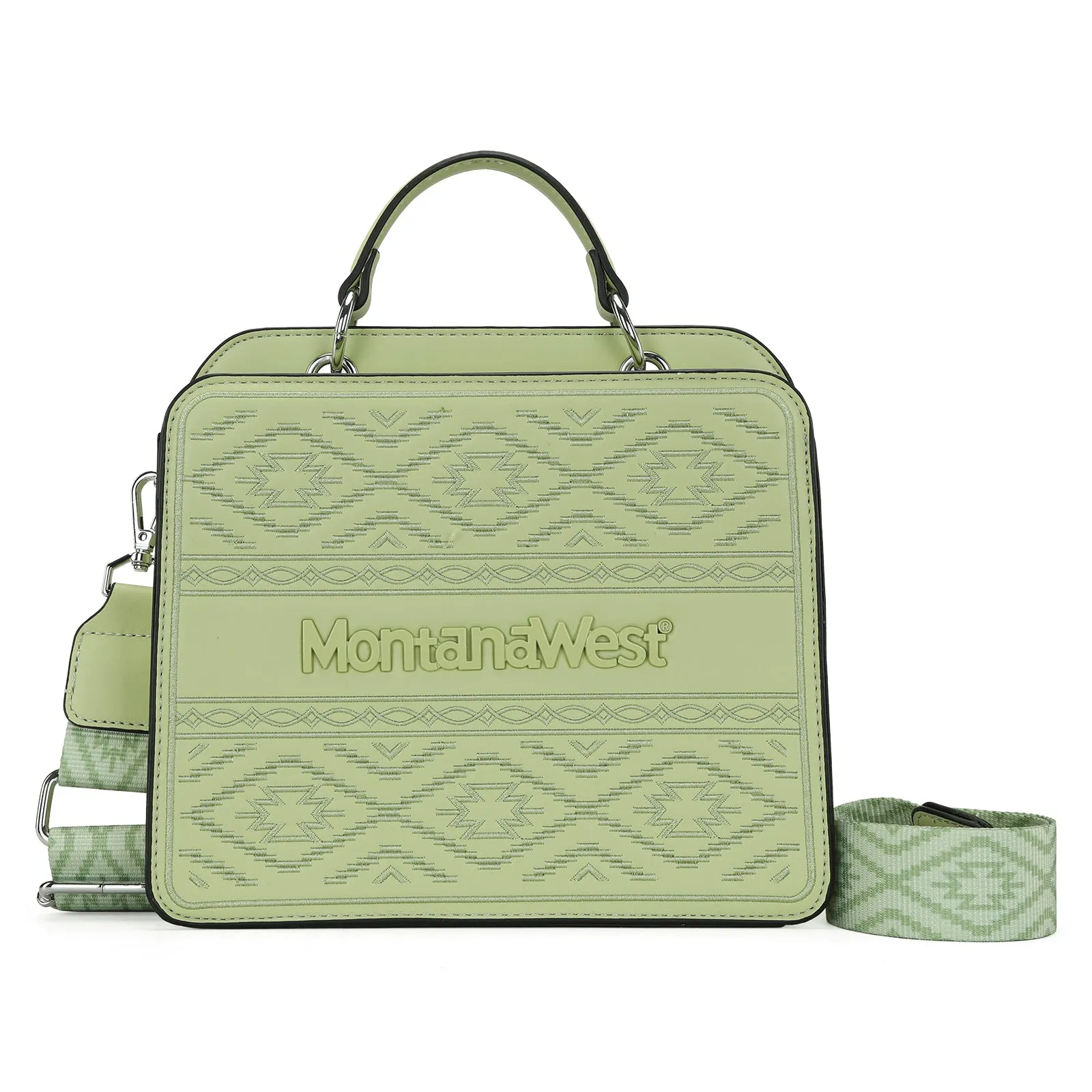 MWF1052-8120   Montana West Embroidered Aztec Tote/Crossbody With Mini Pouch - Lime