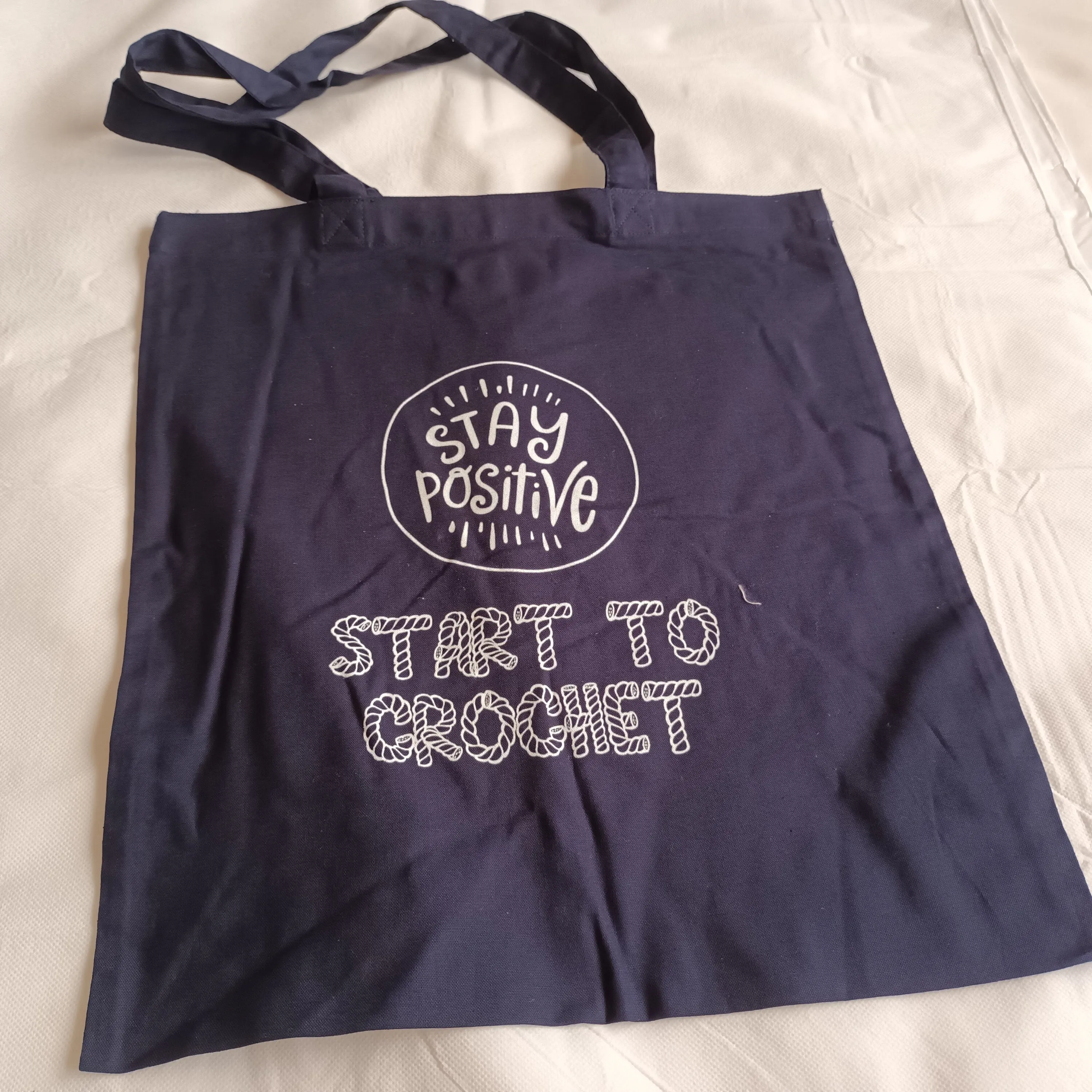 Navy Light Tote Bag - Stay positive crochet