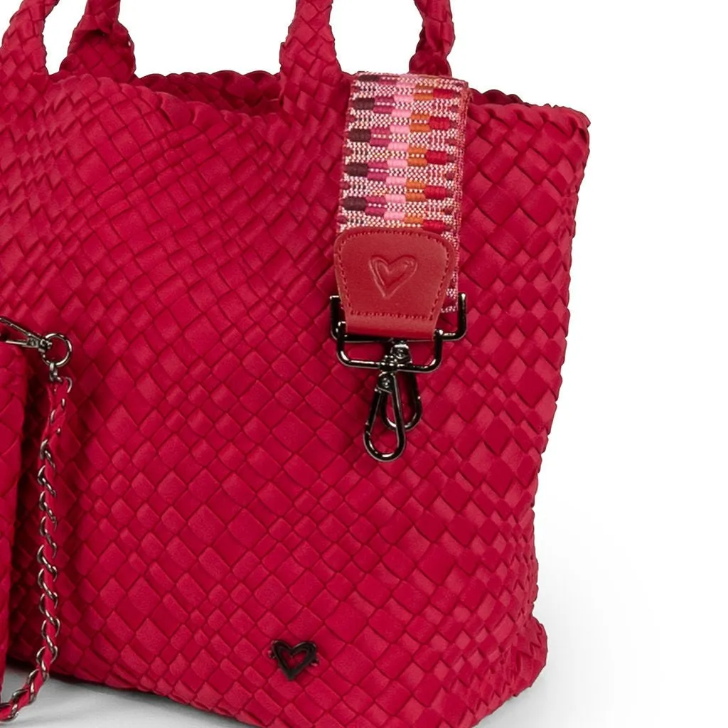 NEW: London Large Woven Tote - Cranberry Red