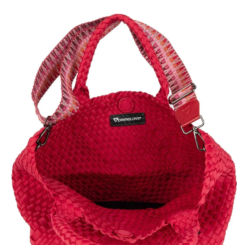 NEW: London Large Woven Tote - Cranberry Red