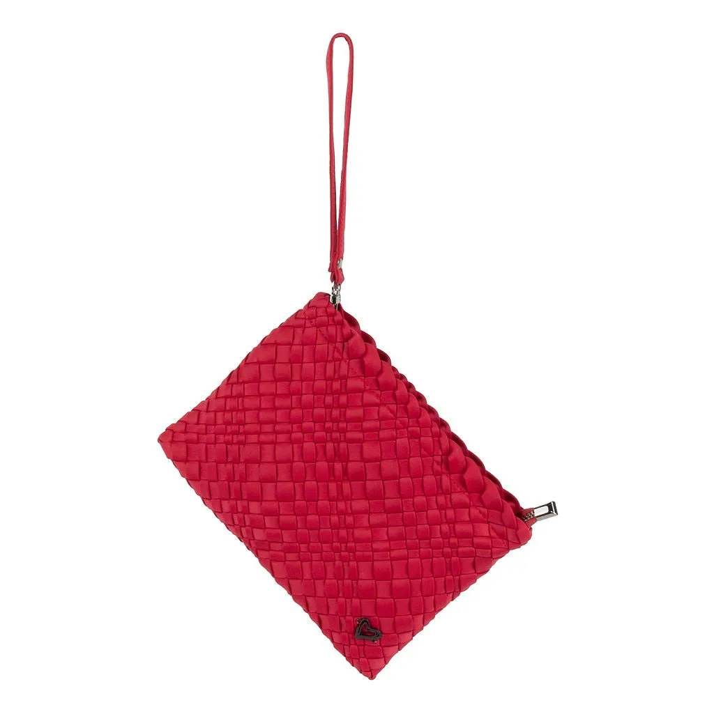 NEW: London Large Woven Tote - Cranberry Red