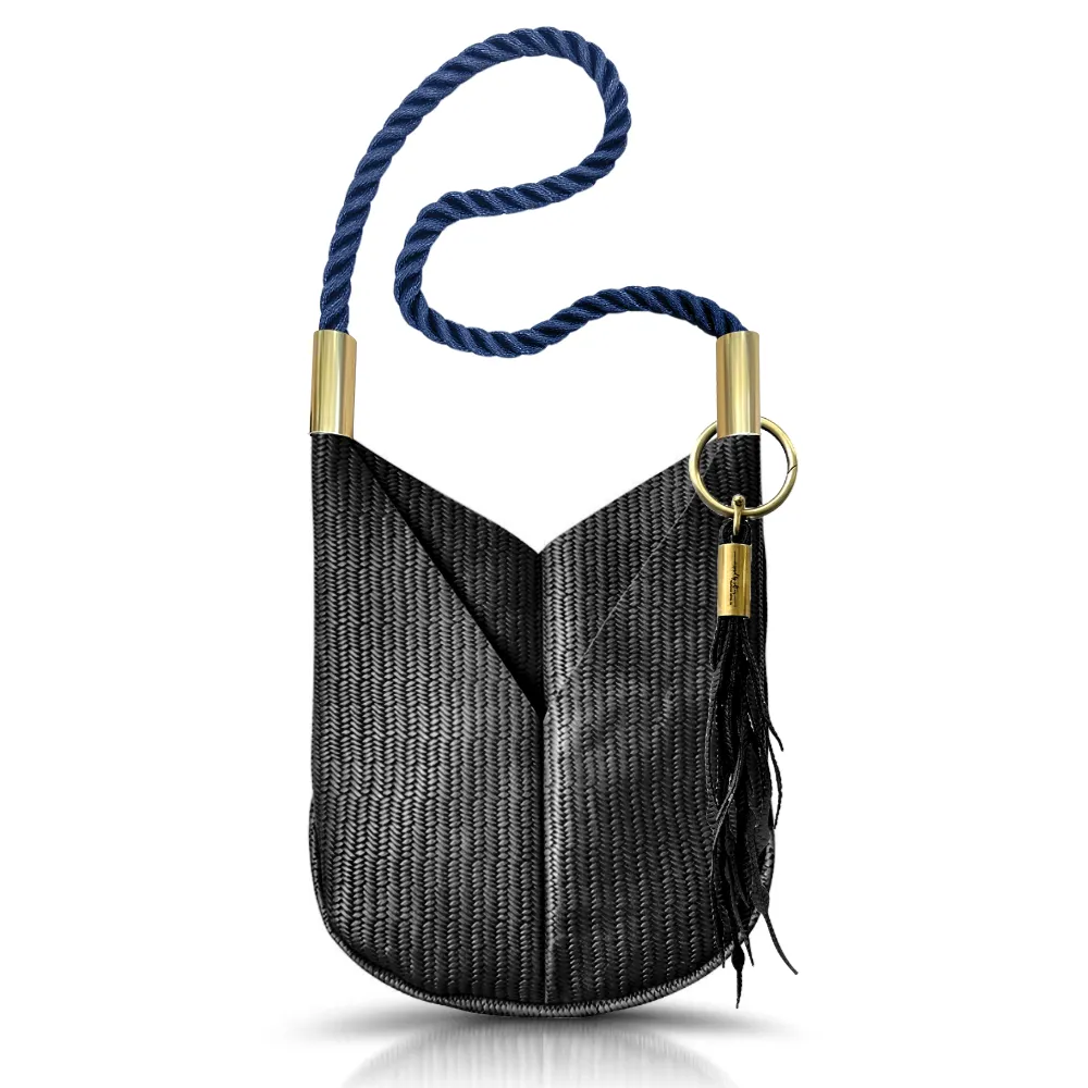 Original Wildwood Bag | Large Crossbody in Black Basketweave Leather