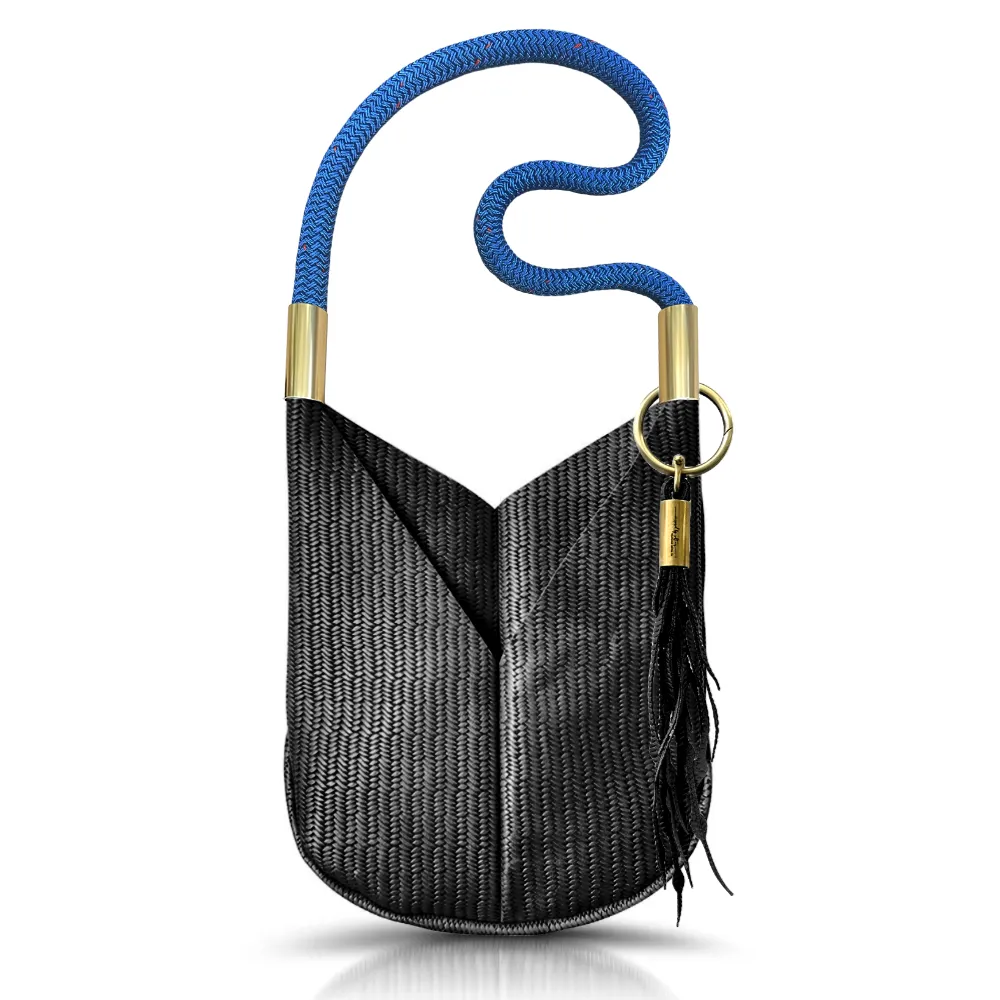 Original Wildwood Bag | Large Crossbody in Black Basketweave Leather