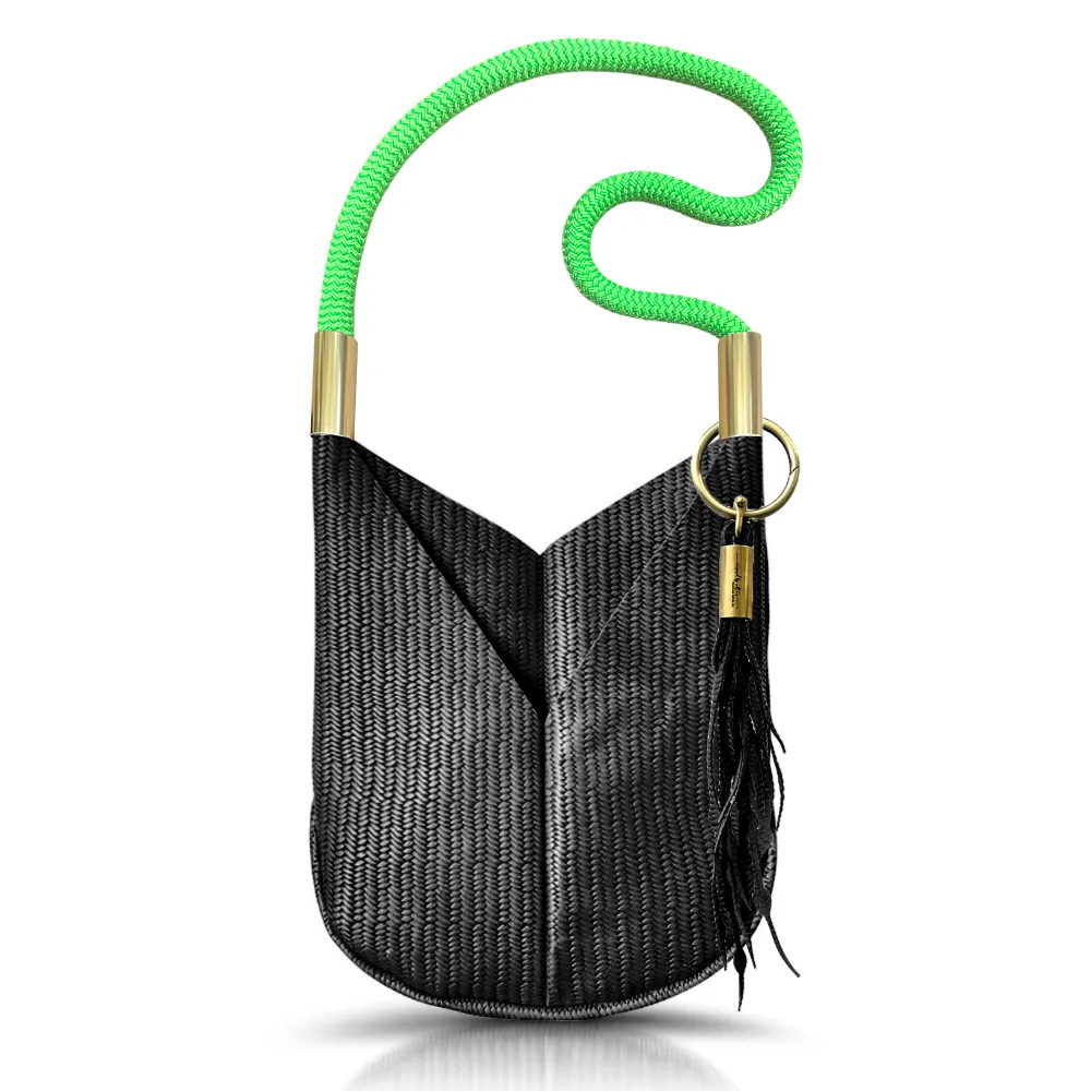 Original Wildwood Bag | Large Crossbody in Black Basketweave Leather