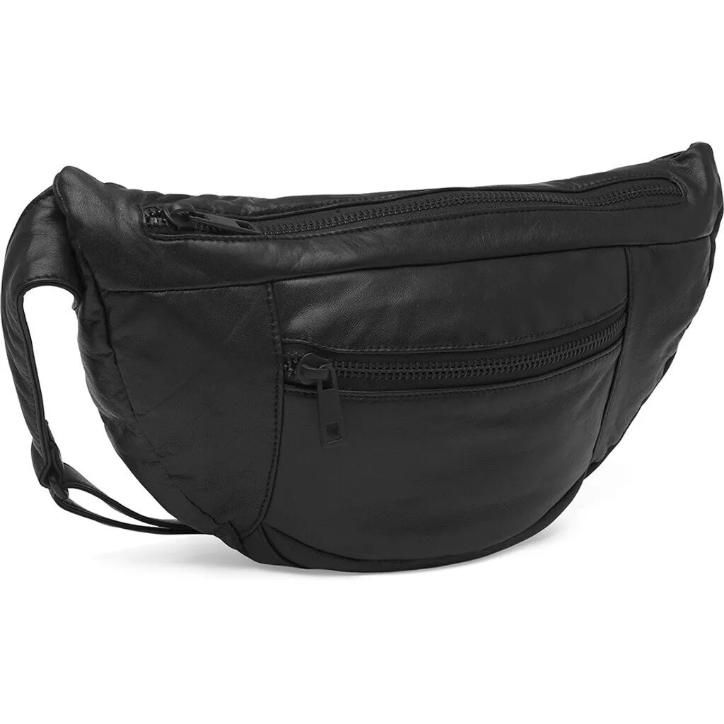 Oversize leather bumbag in high and soft quality / 13860 - Black / Black