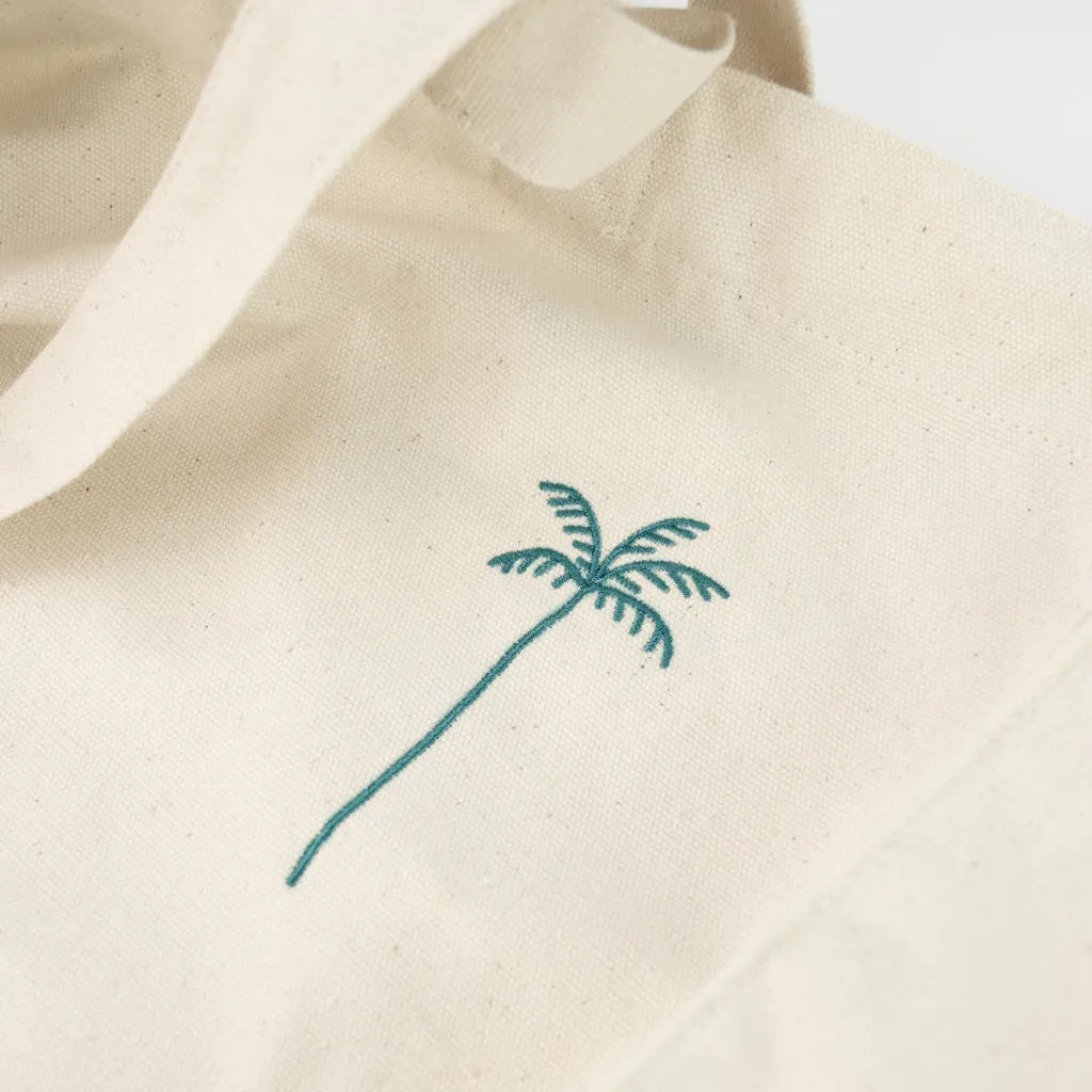 Palm Tree Embroidered Tote Bag