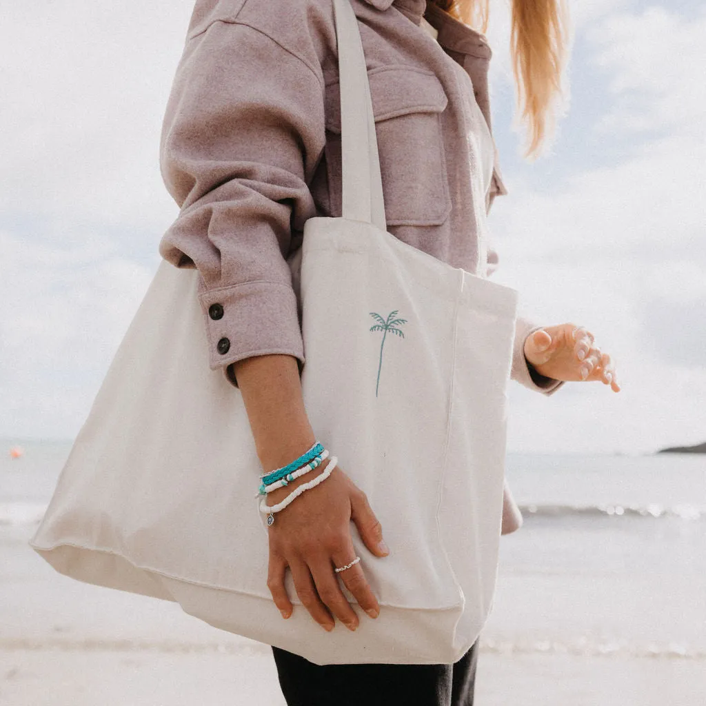 Palm Tree Embroidered Tote Bag