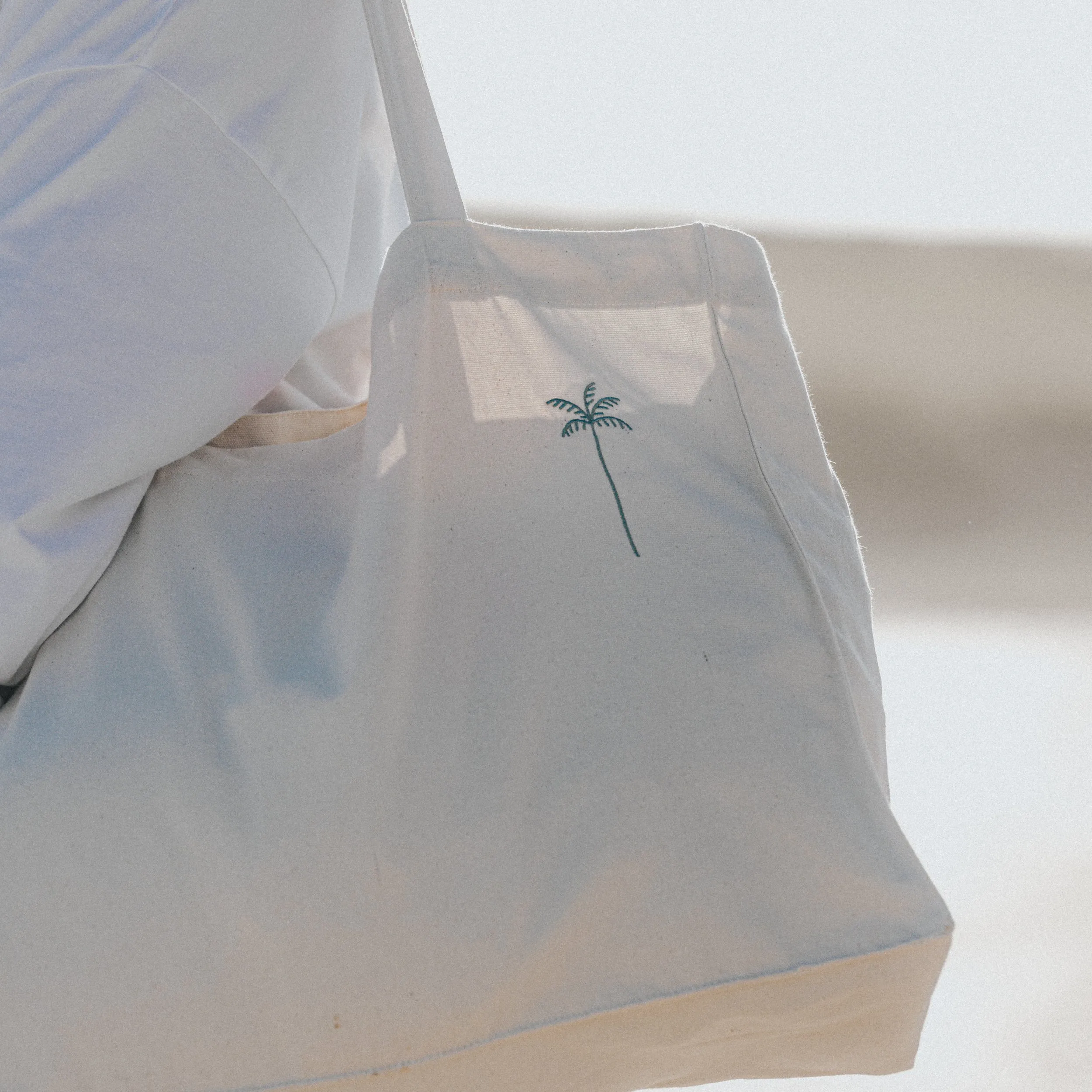 Palm Tree Embroidered Tote Bag