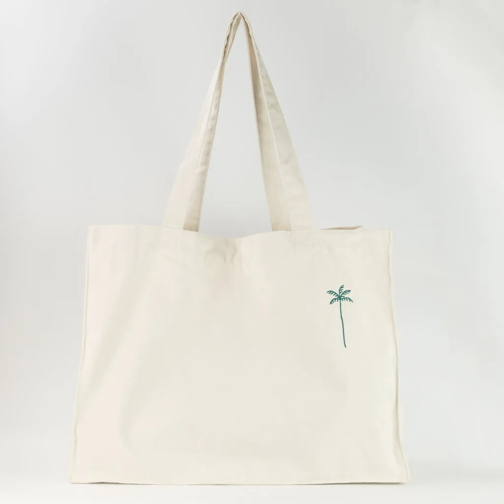 Palm Tree Embroidered Tote Bag