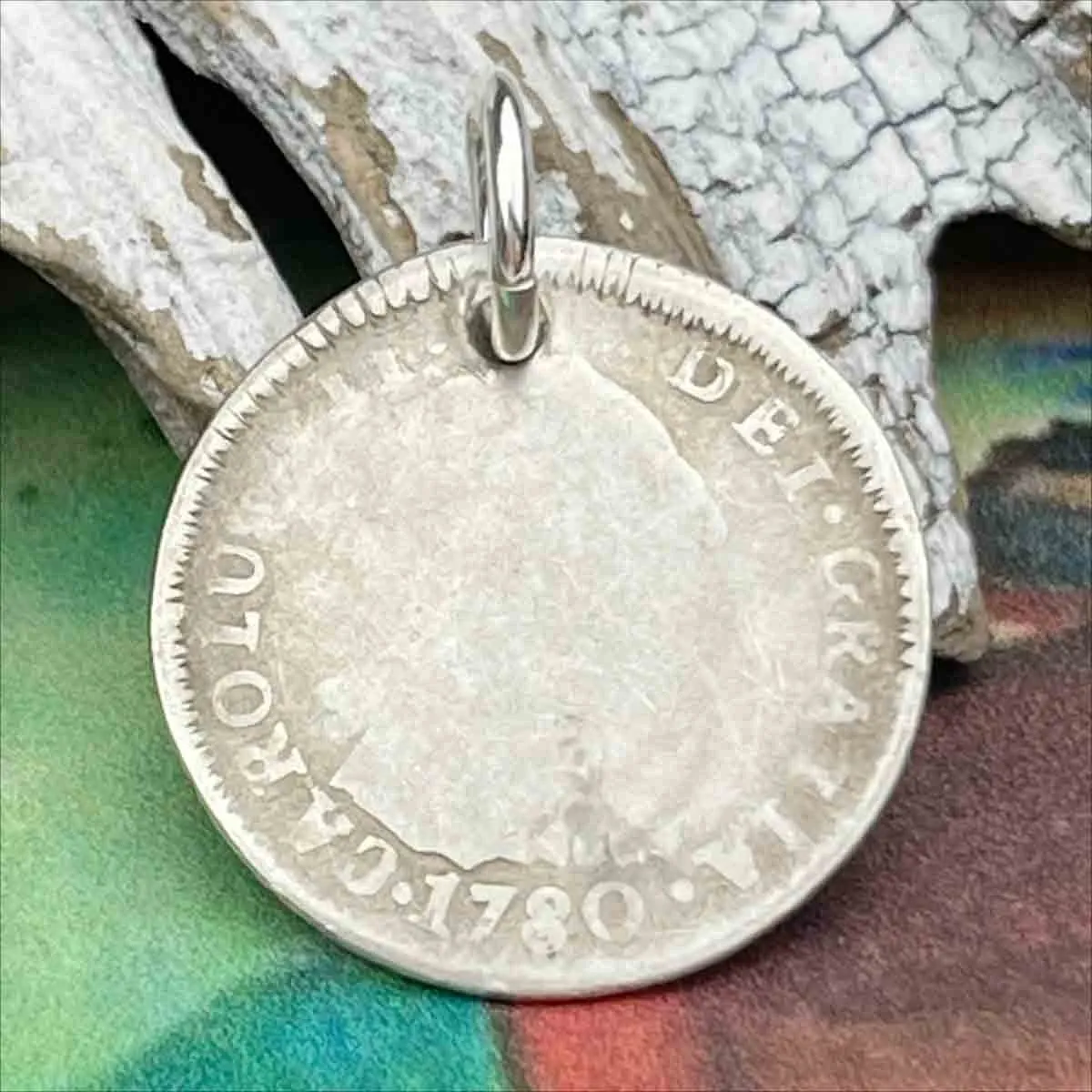 Pirate Chic Silver 1 Reale Spanish Portrait Dollar Dated 1780 - the Legendary "Piece of Eight" Pendant | Artifact #8841