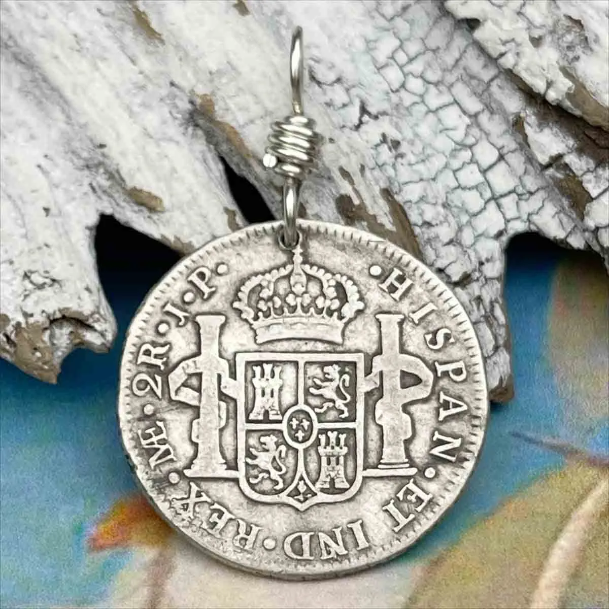 Pirate Chic Silver 2 Reale Spanish Portrait Dollar Dated 1819 - the Legendary "Piece of Eight" Pendant | Artifact #8877