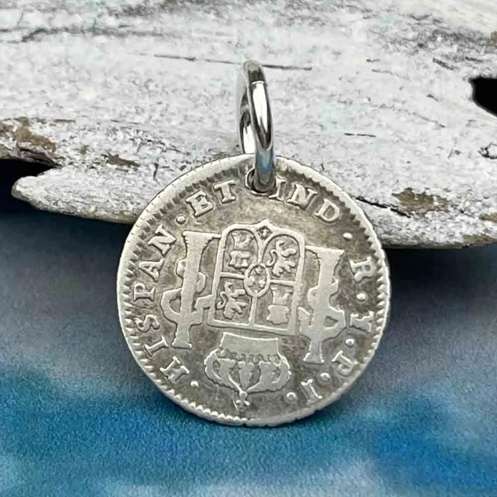 Pirate Chic Silver Half Reale Spanish Portrait Dollar Dated 1821 - the Legendary "Piece of Eight" Pendant | Artifact #8128