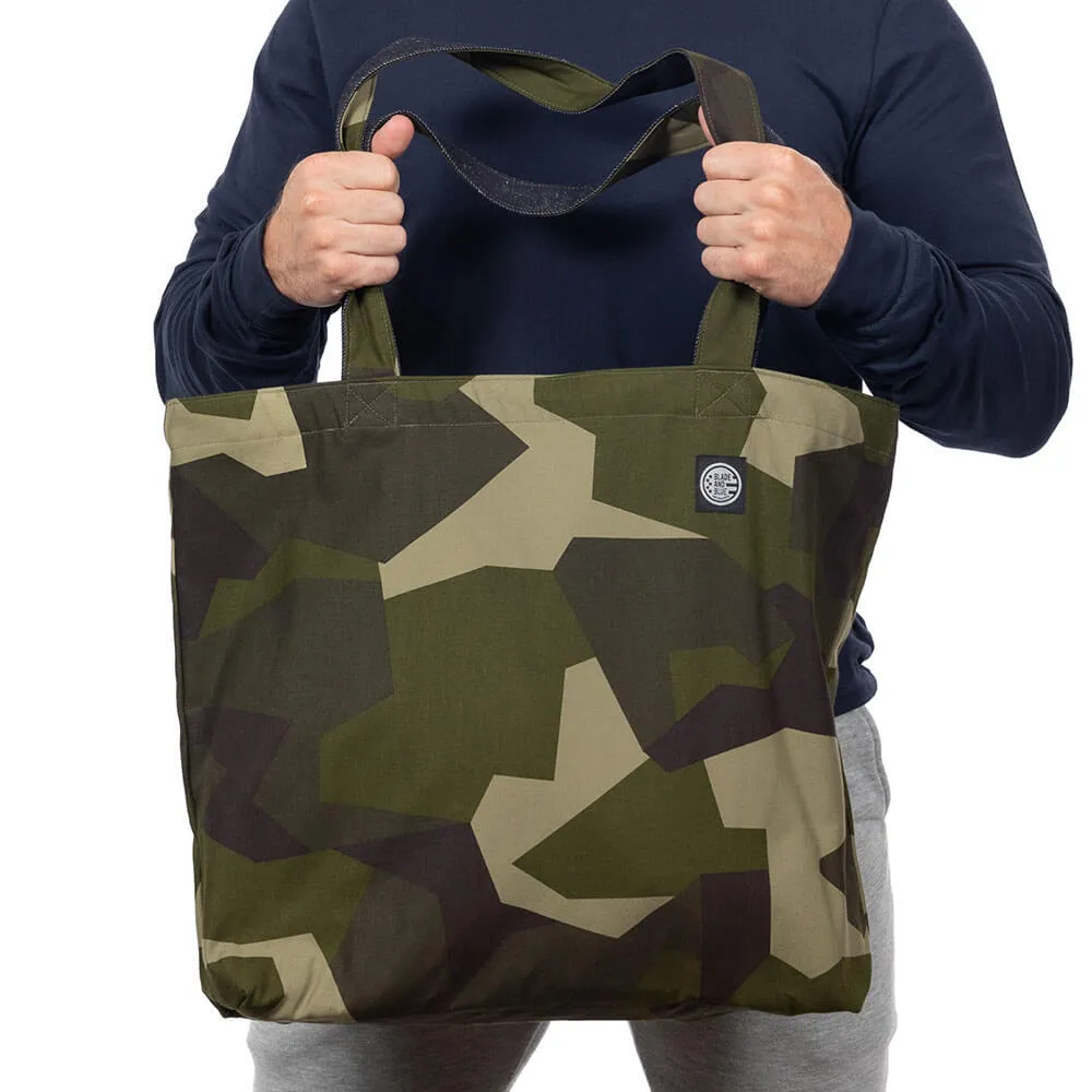 Puzzle Camo Print & Denim Reversible Tote Bag - Made In USA