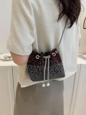 Spunkz Red and Silver Colorblock Bucket Bag