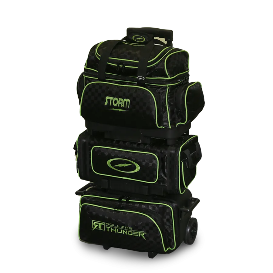 Storm Rolling Thunder 6 Ball Roller Checkered Bowling Bag Black/Lime