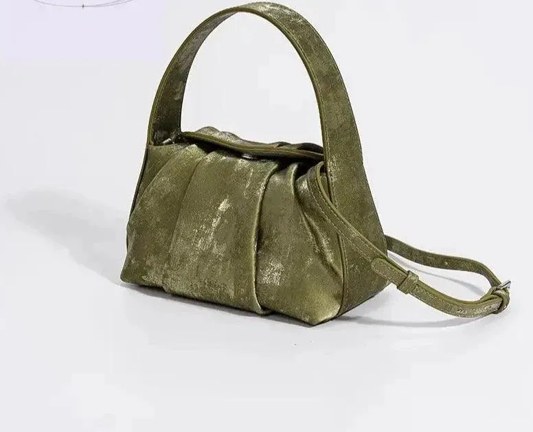 Sustainable Elegance Satin Cowhide Dumpling Handbag