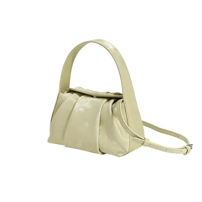 Sustainable Elegance Satin Cowhide Dumpling Handbag