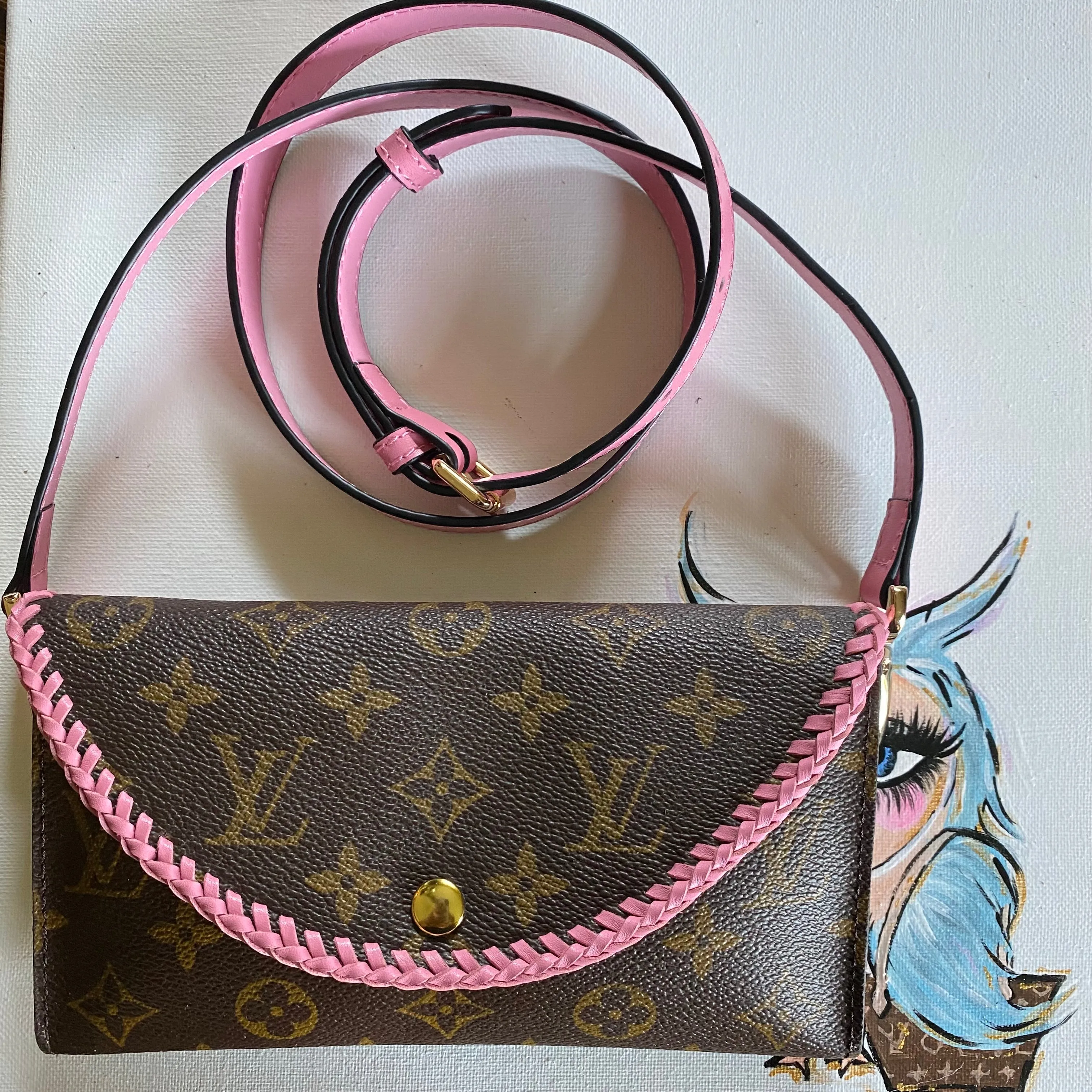 The Junco - Vintage Monogram in Pink Crossbody Bag