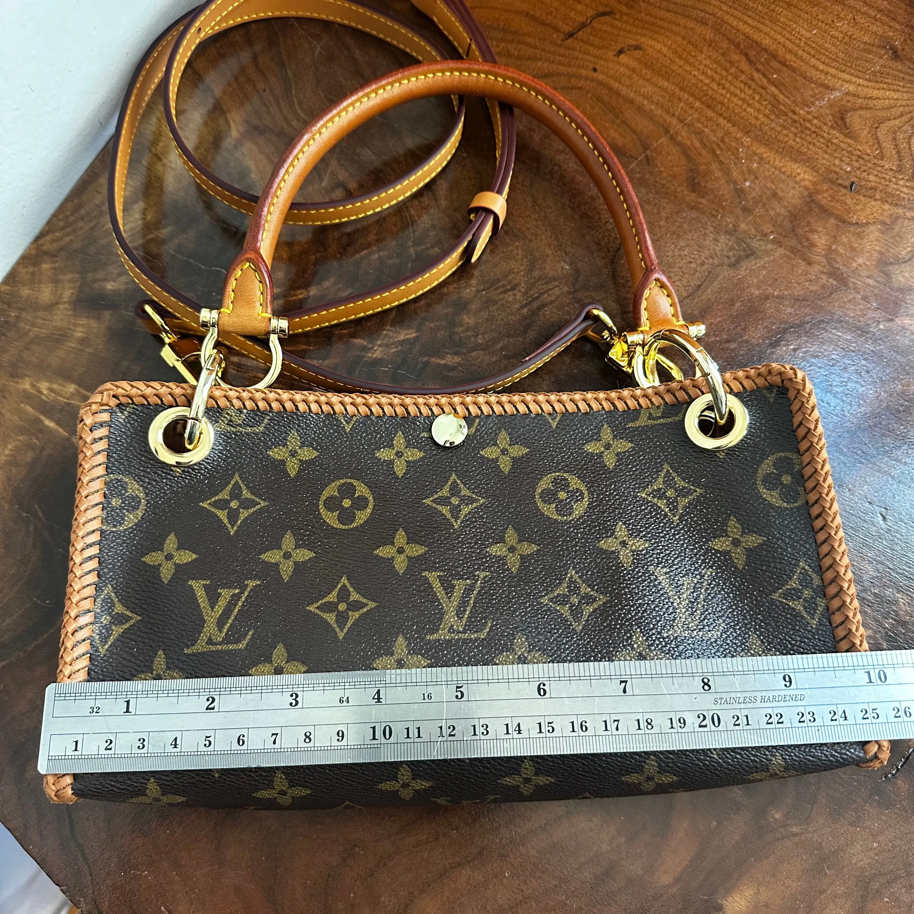 The Short Swan - Vintage Monogram in Vachetta Crossbody - 2 Straps!