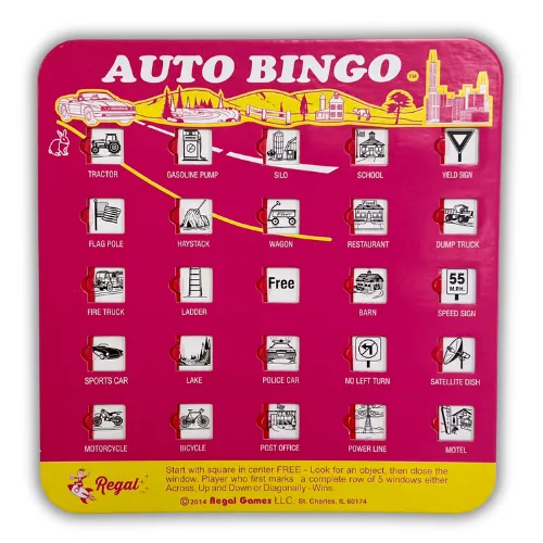 Travel Auto Bingo Pink Card