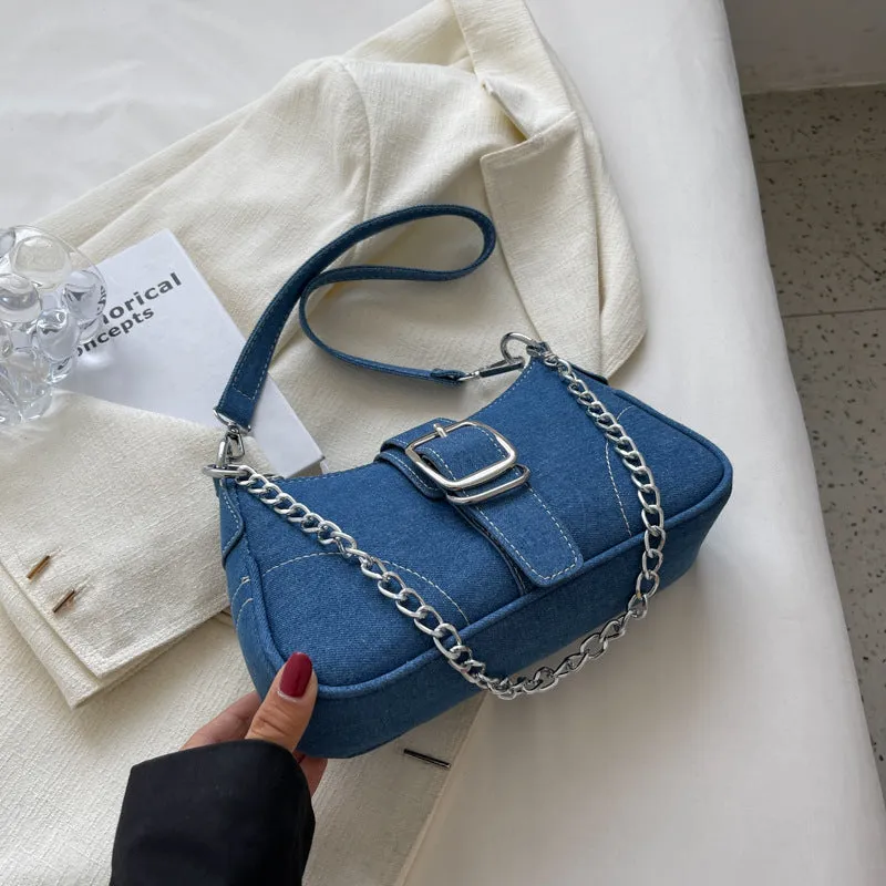 Trendy Canvas Denim Handbag for Women - Stylish, Solid Color & Versatile