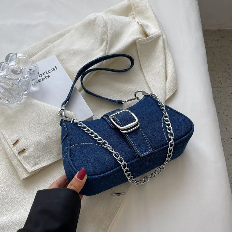 Trendy Canvas Denim Handbag for Women - Stylish, Solid Color & Versatile