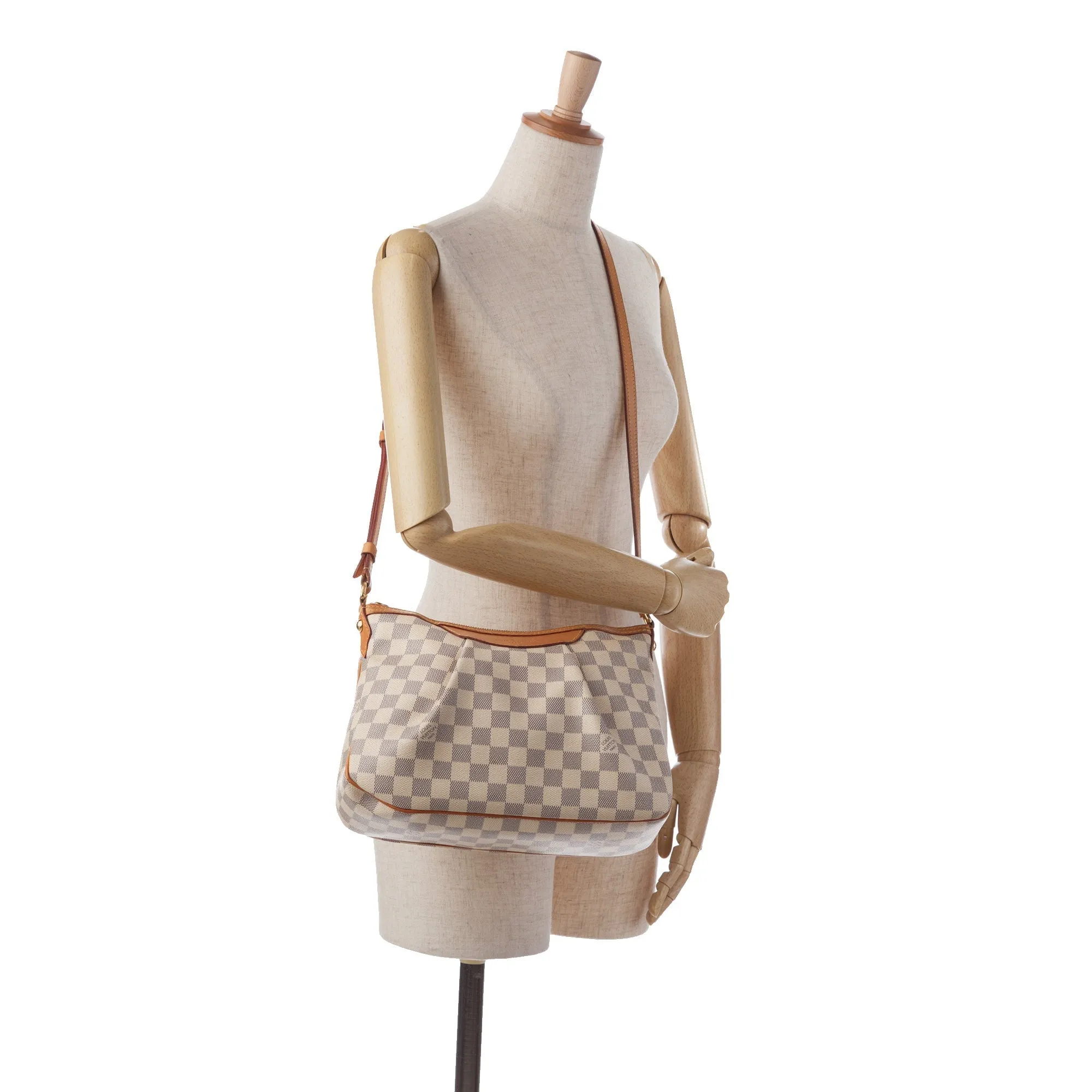 White Louis Vuitton Damier Azur Siracusa PM Crossbody Bag