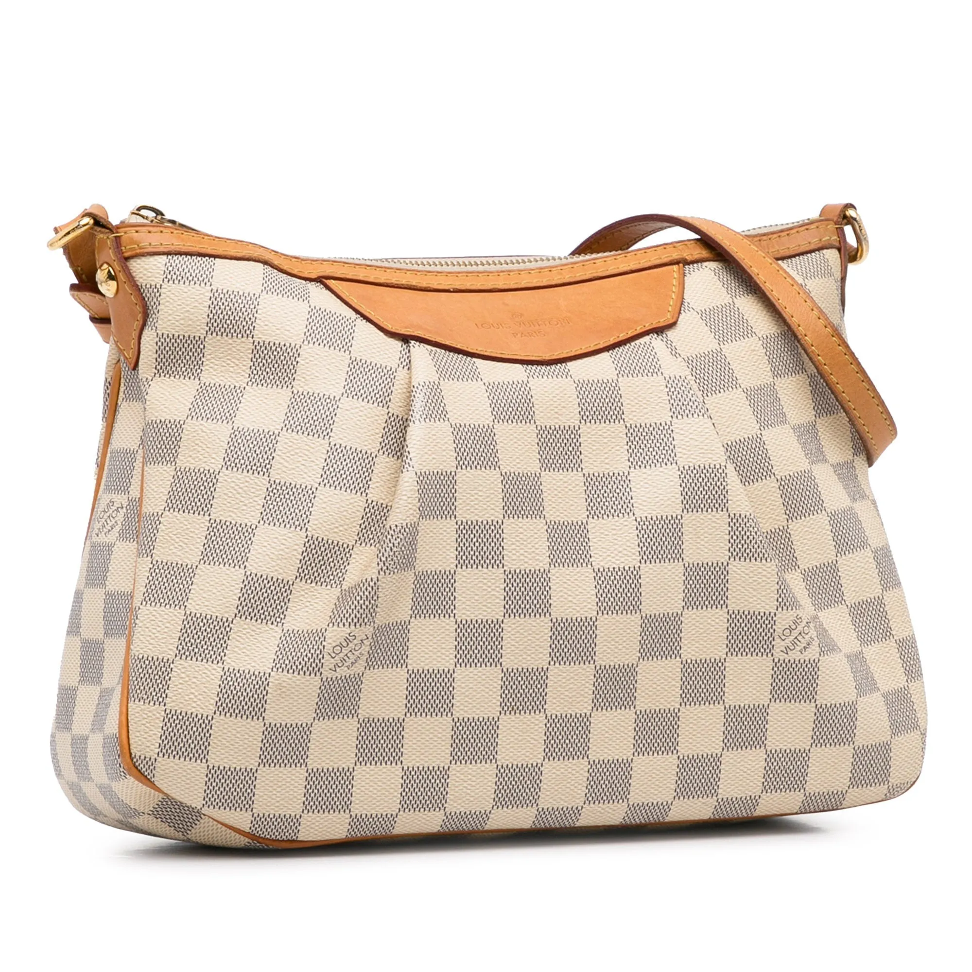 White Louis Vuitton Damier Azur Siracusa PM Crossbody Bag