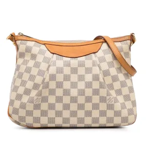 White Louis Vuitton Damier Azur Siracusa PM Crossbody Bag