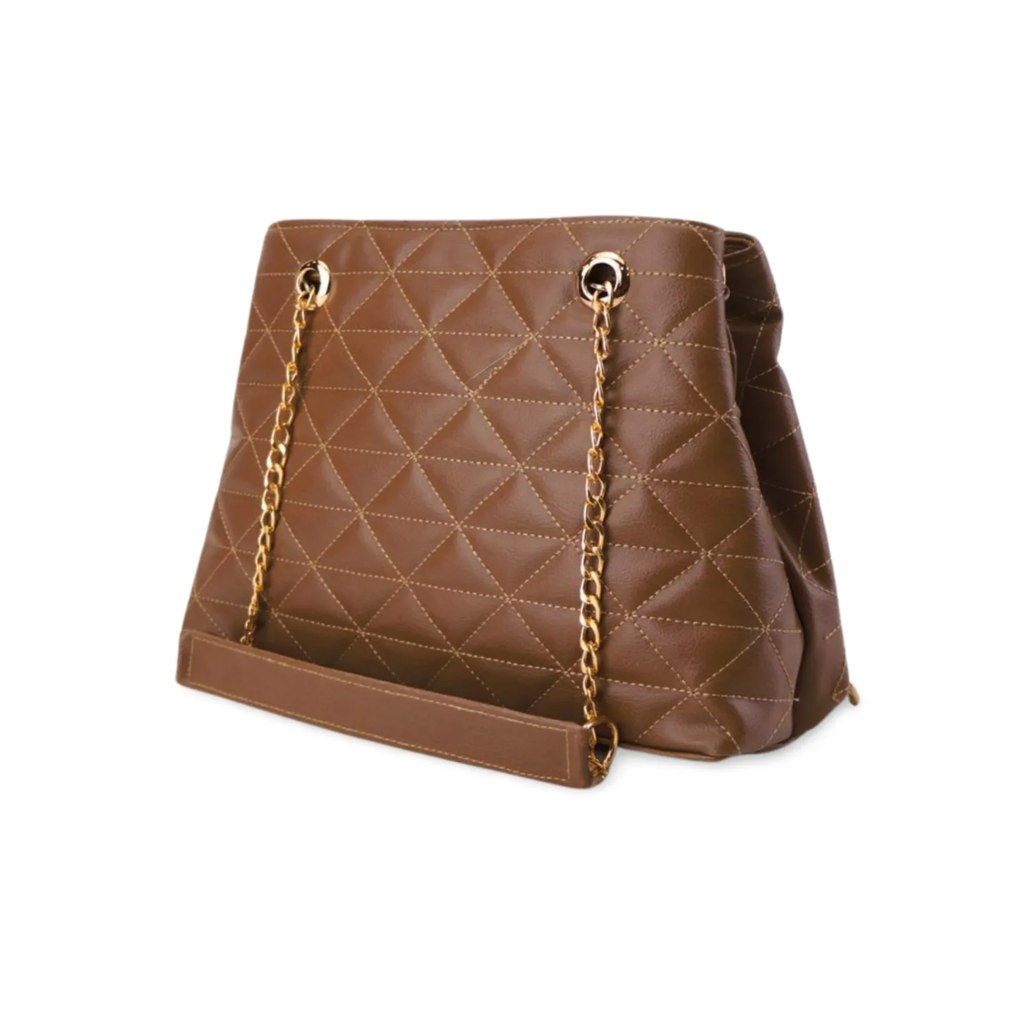 Women's Quilted PU Handbag Solid Color Chain Shoulder Bag