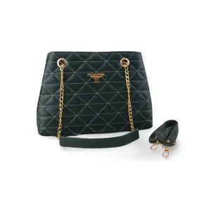 Women's Quilted PU Handbag Solid Color Chain Shoulder Bag